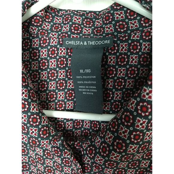 Chelsea & Theodore Shirt Woman XL Collared Button Long Sleeve Floral Check - Picture 2 of 8